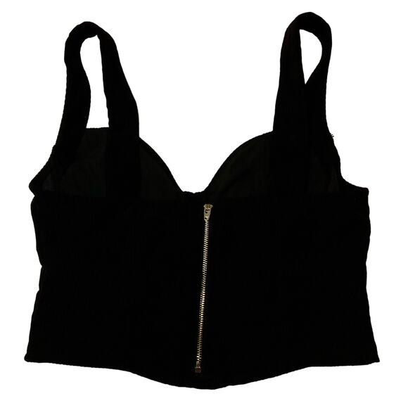 Shein Mod Top Women Small (4) Black Corduroy Rear Zip Wide Straps Biker Girl NWT - Picture 8 of 10